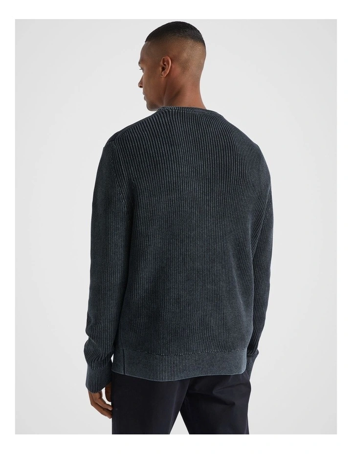 Cotton Crewneck Sweater in Washed Black image 3
