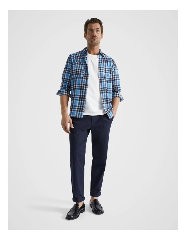 Brushed Check Flannel Shirt in Deep Chambray Marle image 2