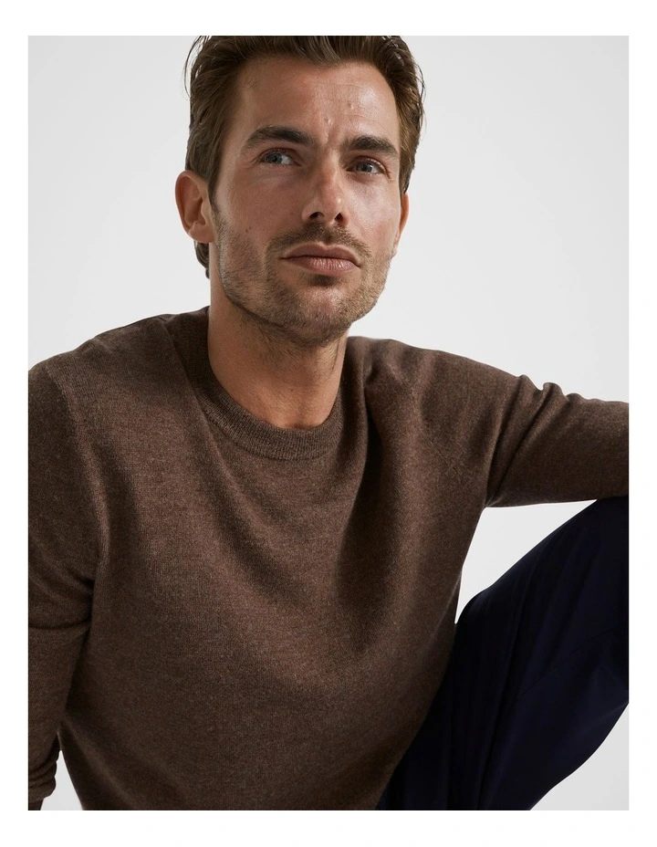Merino Wool Crew Knit in Chocolate image 1