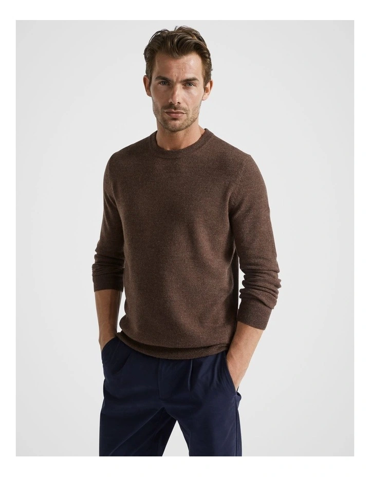 Merino Wool Crew Knit in Chocolate image 3