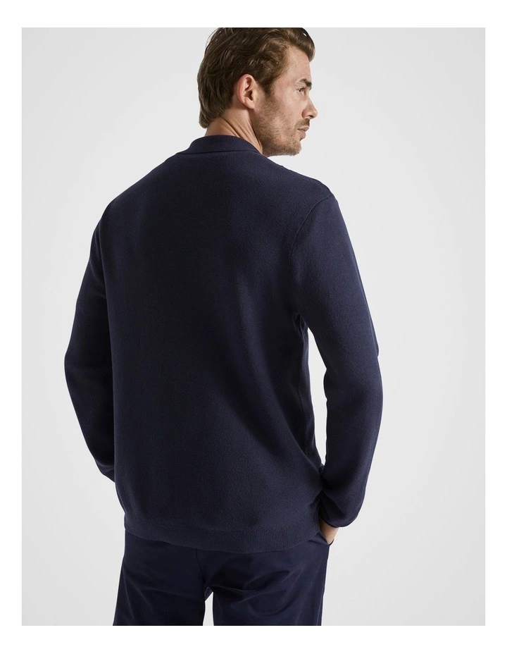 Retro Knitted Polo Shirts in Midnight Multi image 2