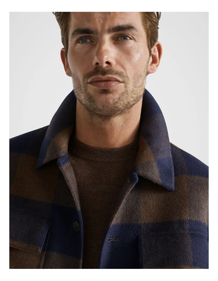Wool Blend Shacket in Chocolate Plaid image 1