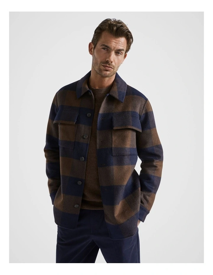 Wool Blend Shacket in Chocolate Plaid image 2