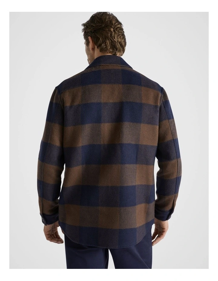 Wool Blend Shacket in Chocolate Plaid image 3