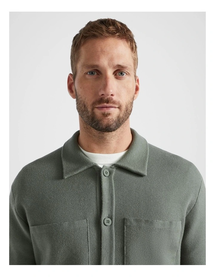 Knit Overshirt in Light Khaki image 1
