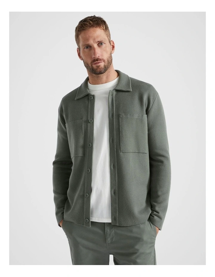 Knit Overshirt in Light Khaki image 2