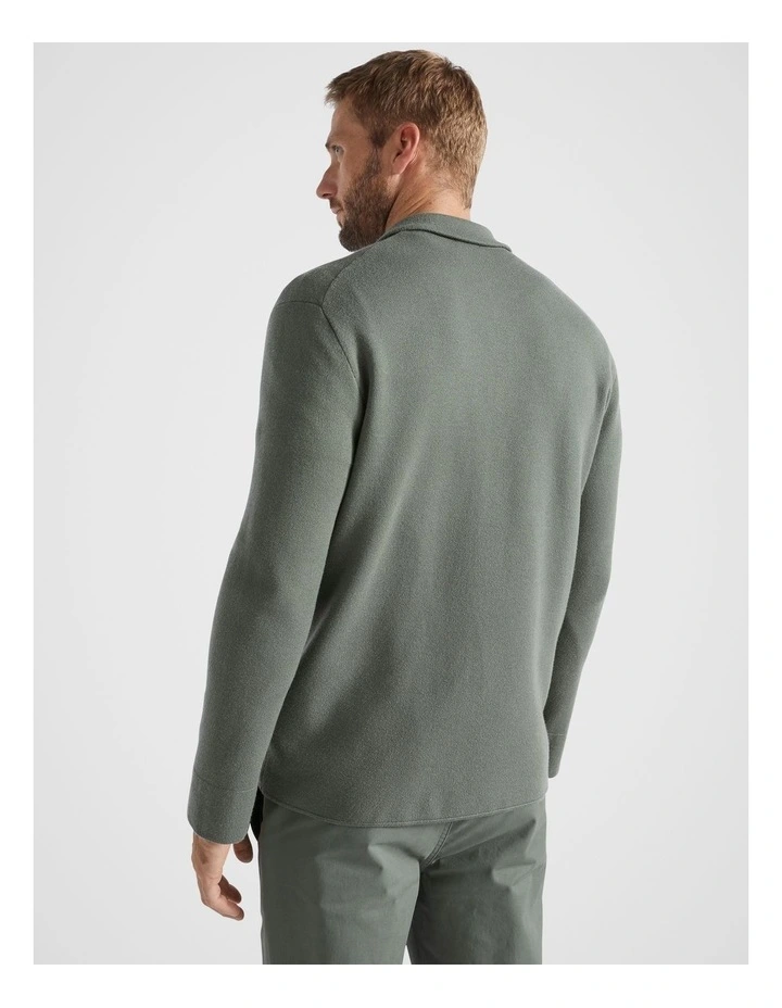 Knit Overshirt in Light Khaki image 3