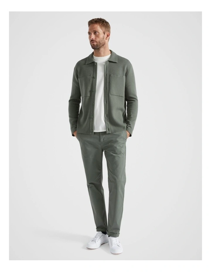 Knit Overshirt in Light Khaki image 4