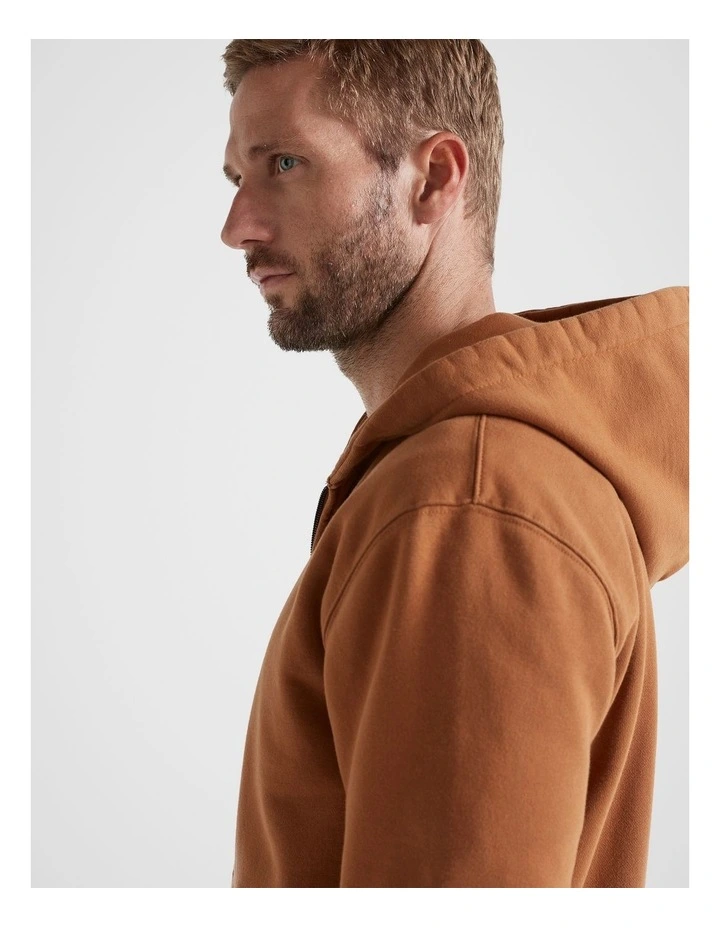 Full Zip Hooded Sweatshirt in Nutmeg image 3