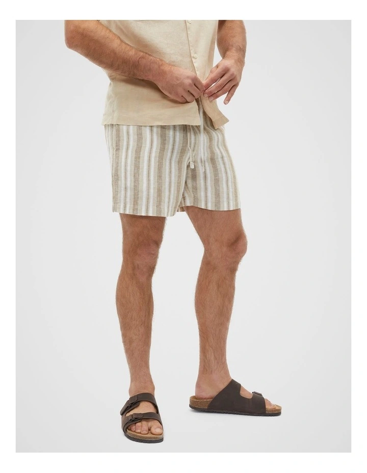 Stripe Linen Shorts in Sepia Multi image 1