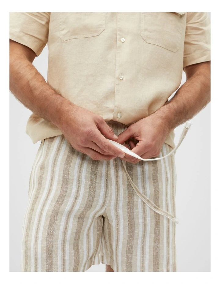 Stripe Linen Shorts in Sepia Multi image 2