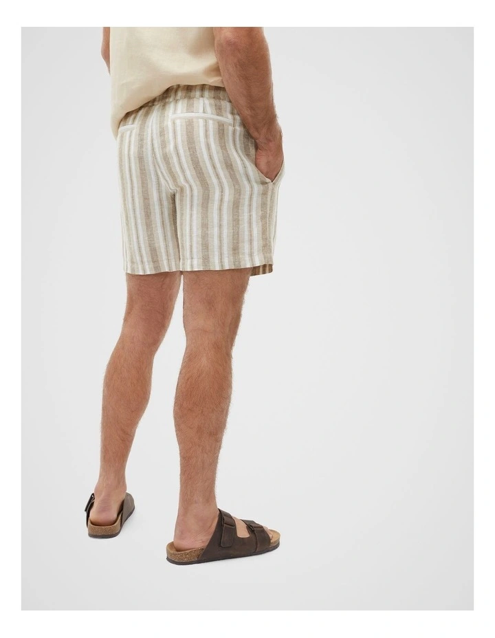 Stripe Linen Shorts in Sepia Multi image 3