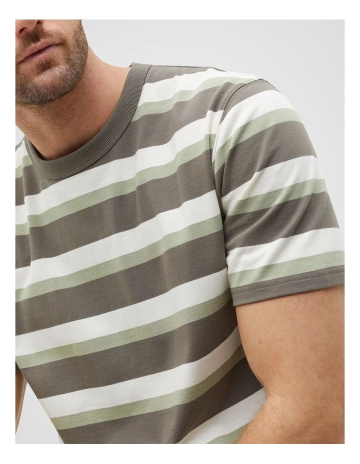 Crew Stripe Tee in Pale Olive Multi image 3