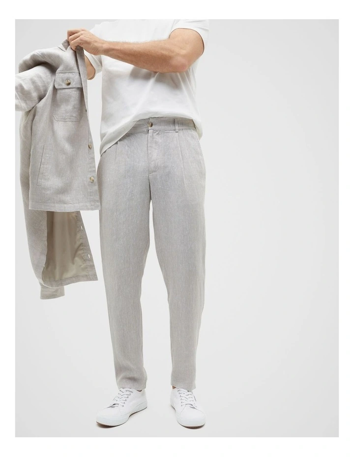 Pleat Front Linen Pant in Chalk Crossdye image 1