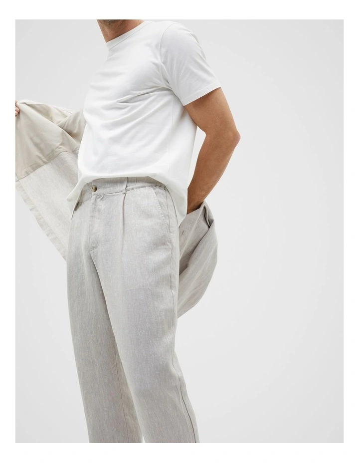 Pleat Front Linen Pant in Chalk Crossdye image 3