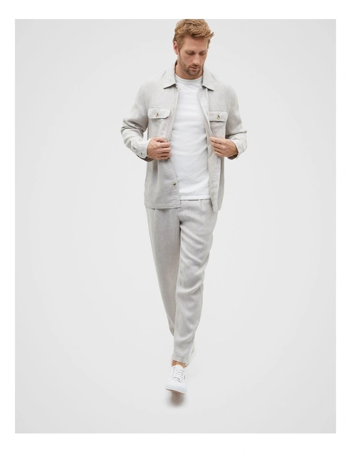 Pleat Front Linen Pant in Chalk Crossdye image 4