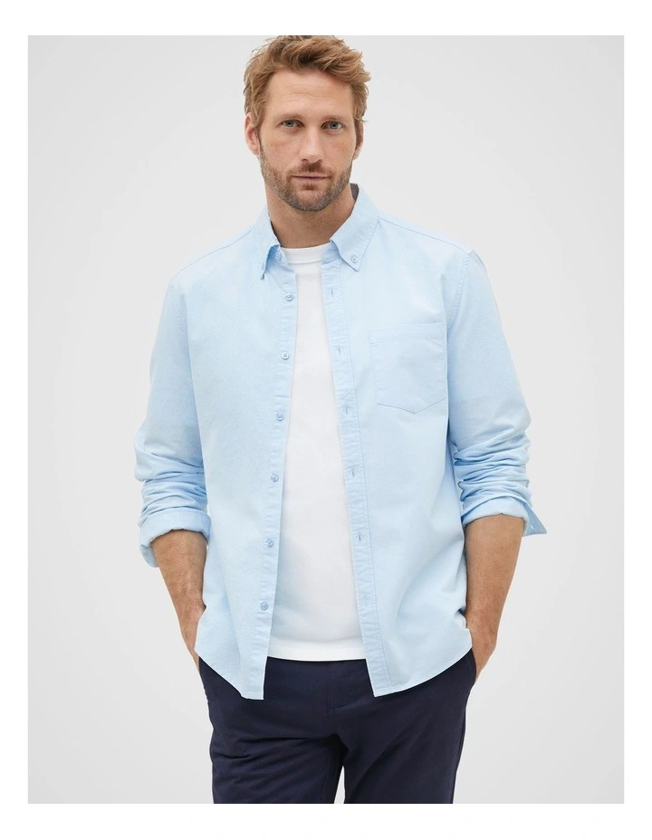 Slim Oxford Shirt in Clear Blue image 3