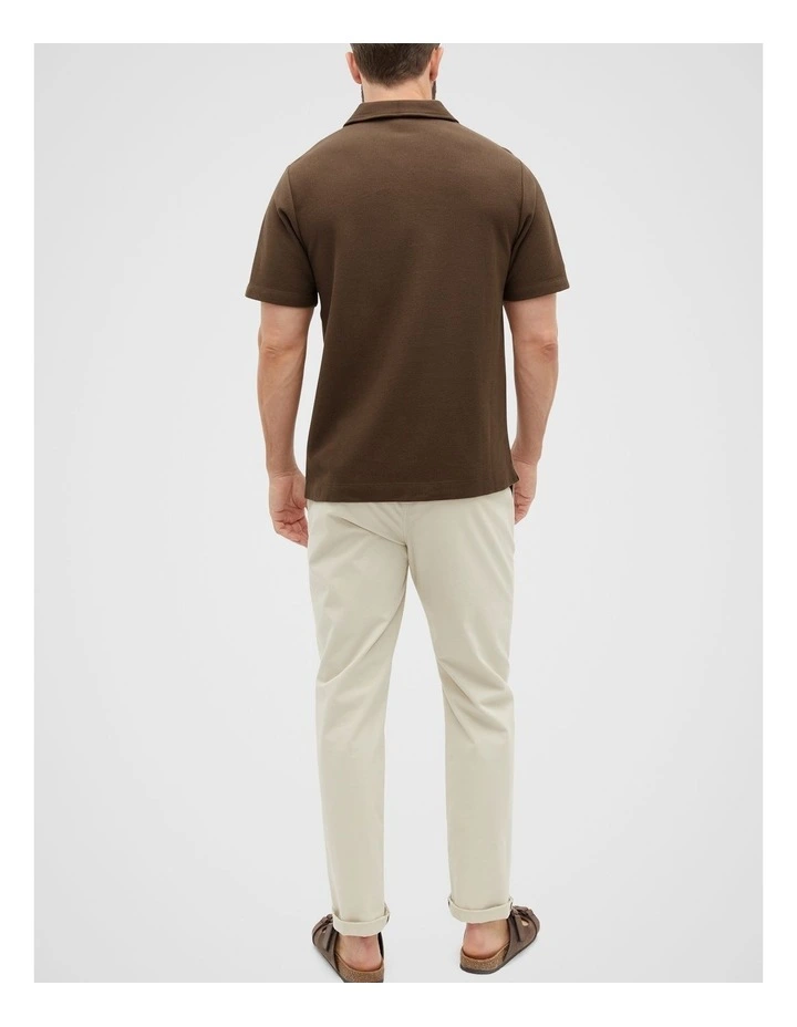 Half Zip Polo Shirt in Dark Praline image 2