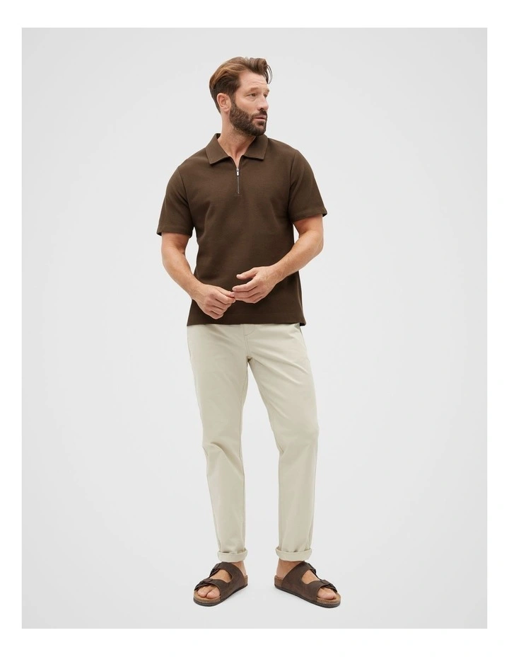 Half Zip Polo Shirt in Dark Praline image 4