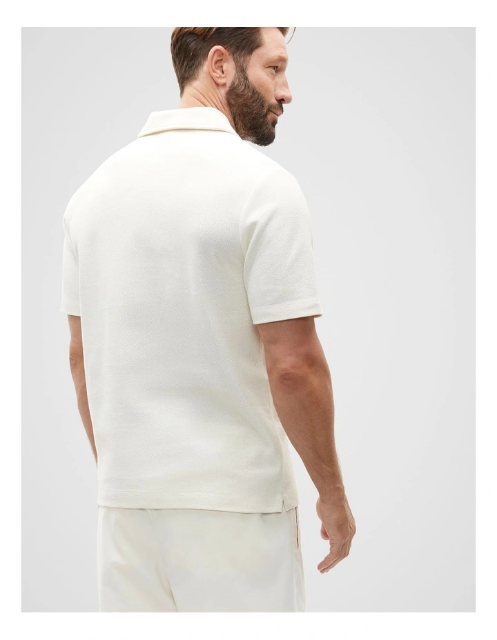Half Zip Polo Shirt in Chalk image 2