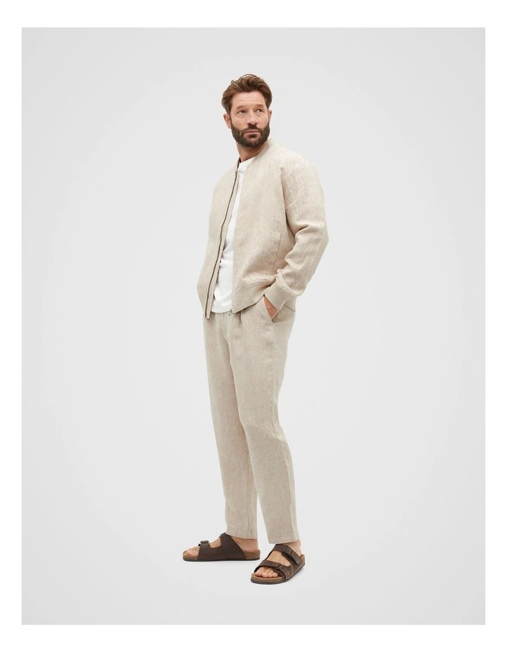 Linen Bomber Jacket in Sandshell Crossdye image 4