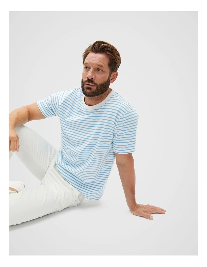Crew Stripe Tee in Capri Stripe image 3