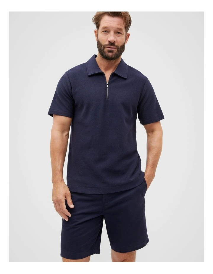 Half Zip Polo in Midnight Blue image 1