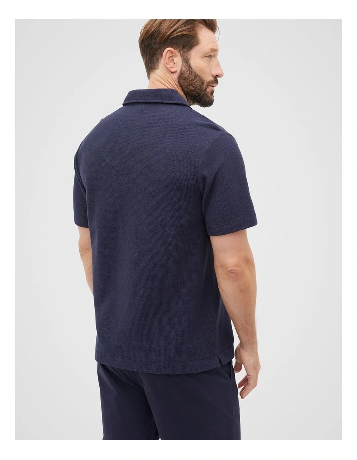 Half Zip Polo in Midnight Blue image 2