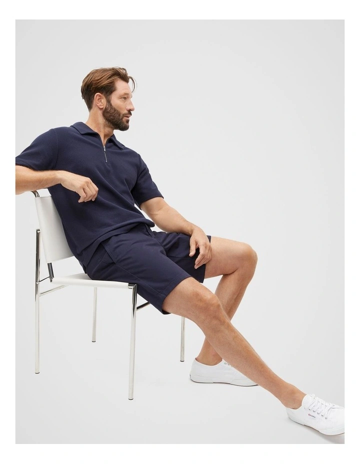 Half Zip Polo in Midnight Blue image 3