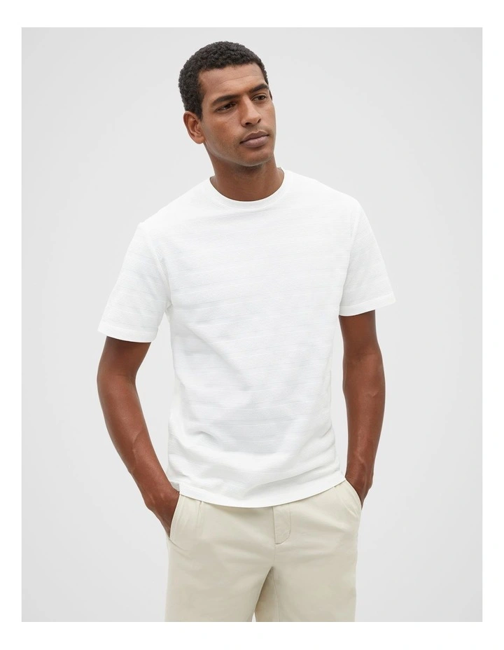 Texture Stripe Tee in Vintage White image 1