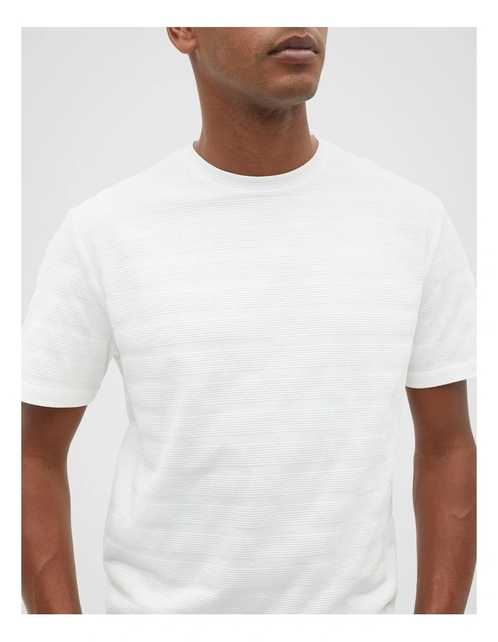 Texture Stripe Tee in Vintage White image 3