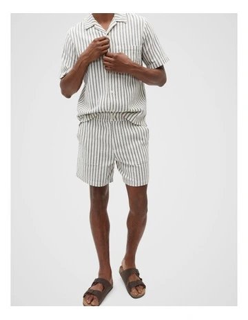 Textured Stripe Utility Shorts in Chalk Multi