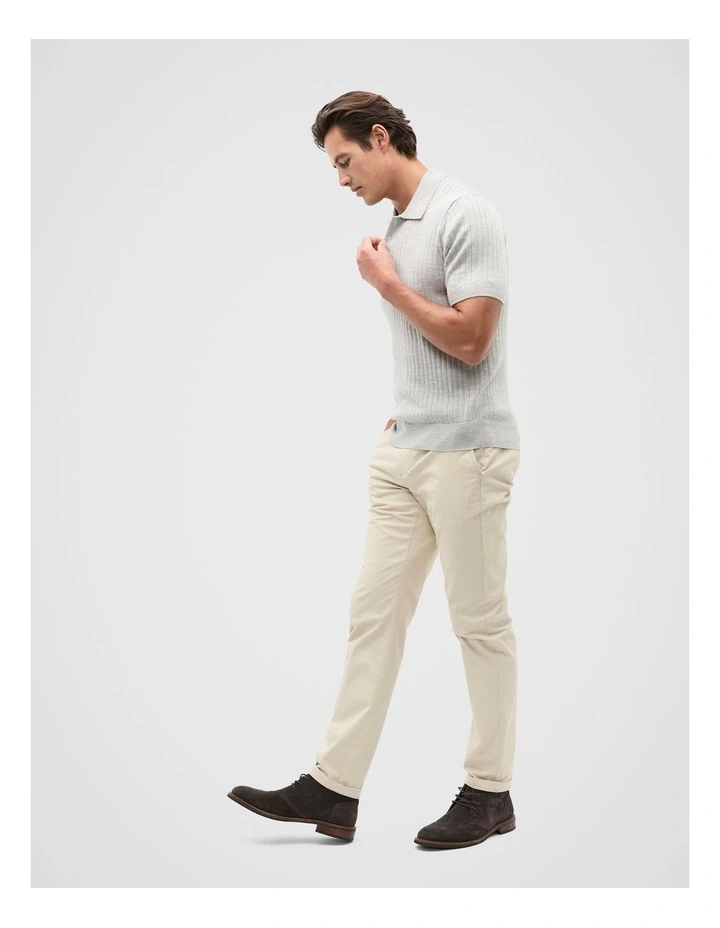 Merino Wool Polo Shirt in Silver Marle image 3