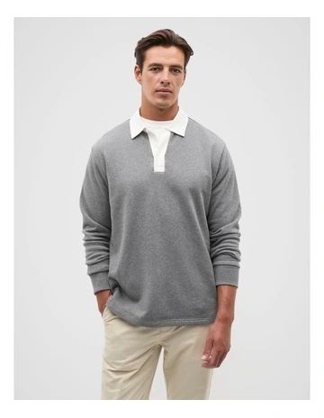 Wintery Rugby Jumper in Vintage Grey Marle