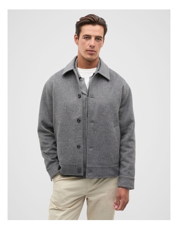 Double Face Wool Blend Overshirt in Vintage Grey Marle