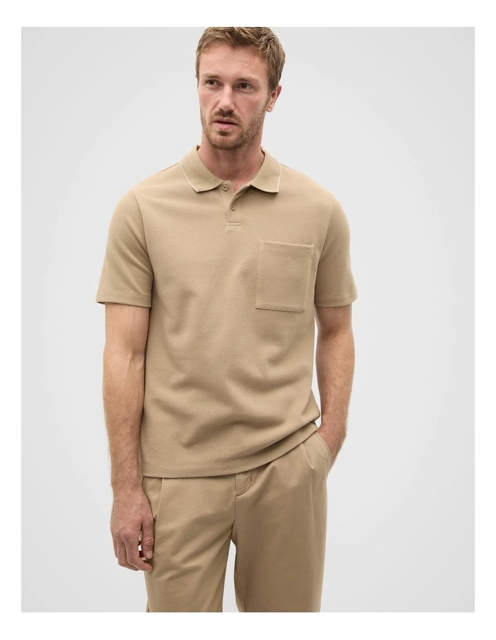 Pocket Polo Shirt in Biscotti image 1