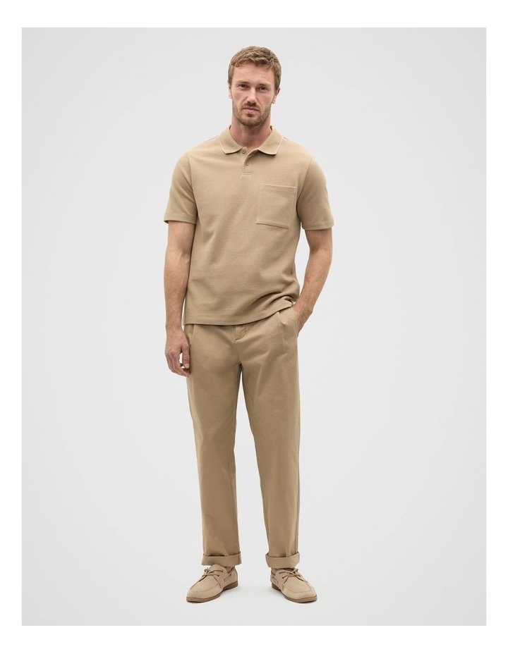 Pocket Polo Shirt in Biscotti image 3