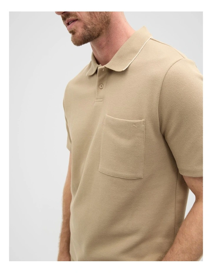 Pocket Polo Shirt in Biscotti image 4