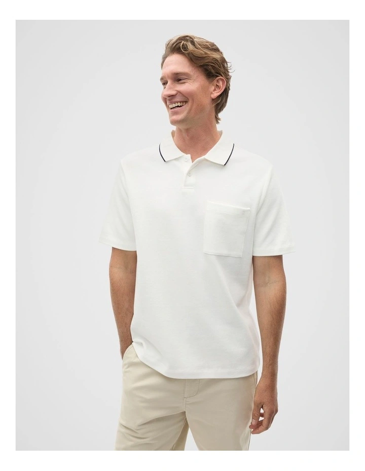 Pocket Polo Shirt in Vintage White image 1