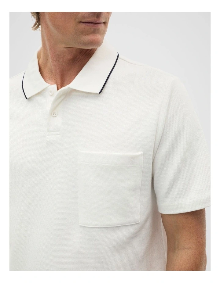 Pocket Polo Shirt in Vintage White image 4