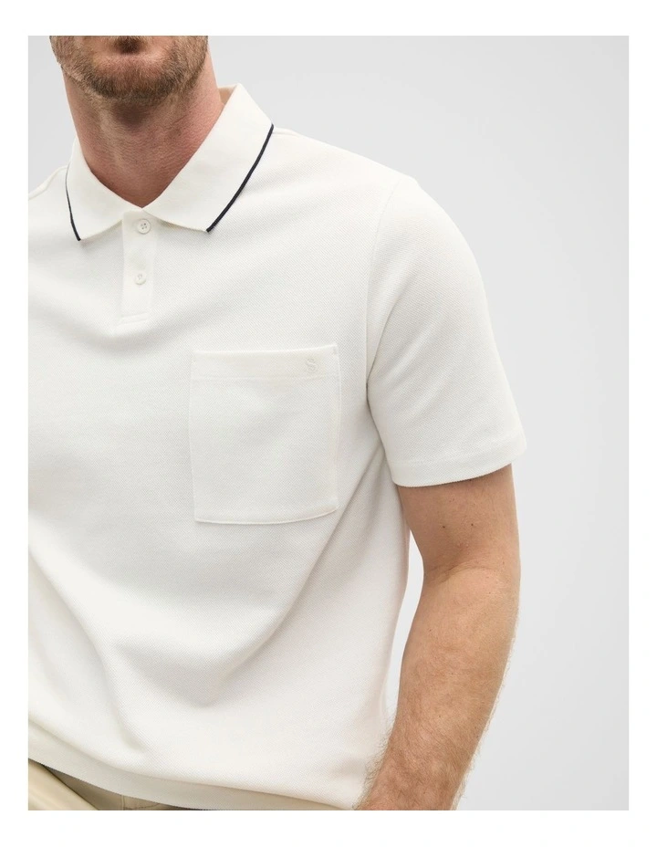 Pocket Polo Shirt in Vintage White image 4