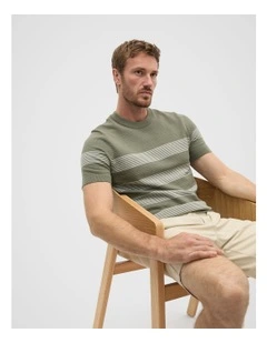 Stripe Knit Tee in Vintage Khaki