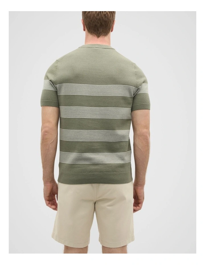 Stripe Knit Tee in Vintage Khaki image 2