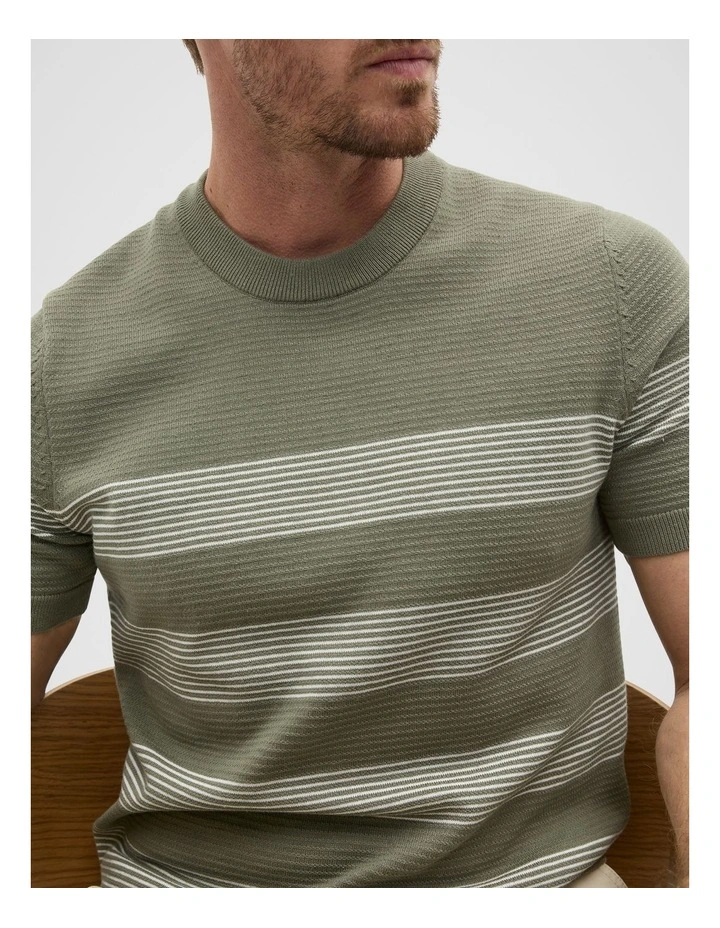 Stripe Knit Tee in Vintage Khaki image 4