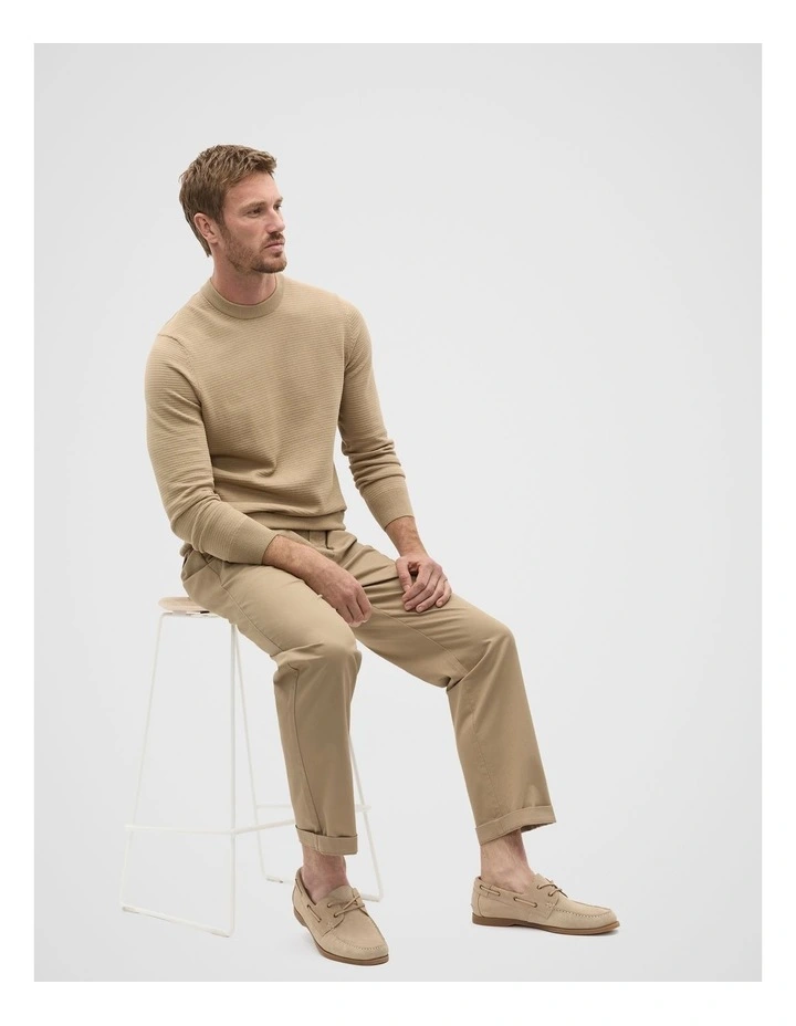 Ribbed Textured Knit Sweater in Biscotti image 3