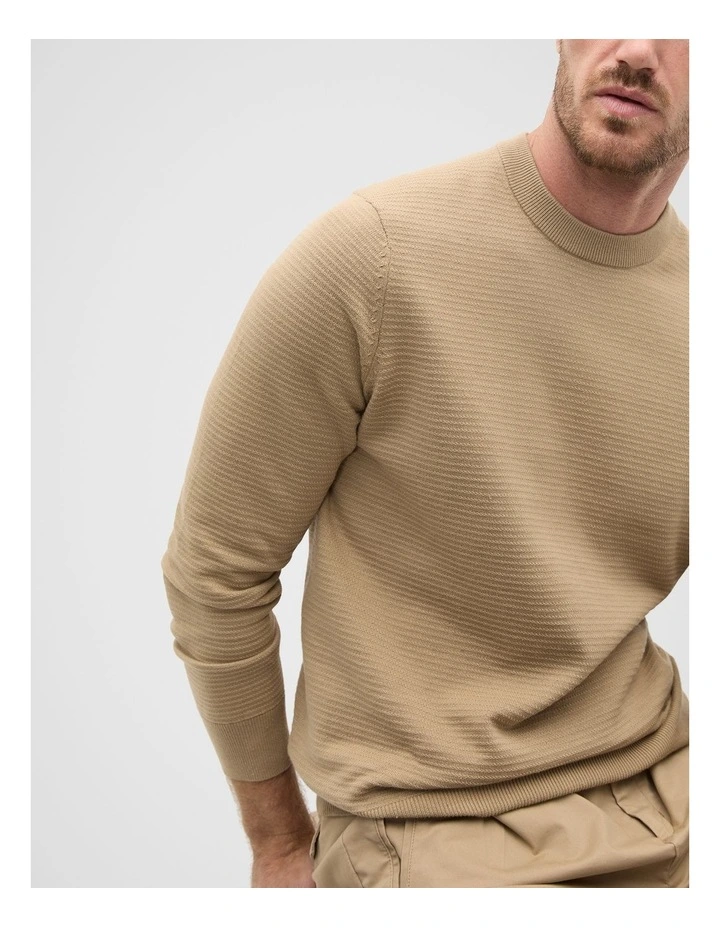 Ribbed Textured Knit Sweater in Biscotti image 4