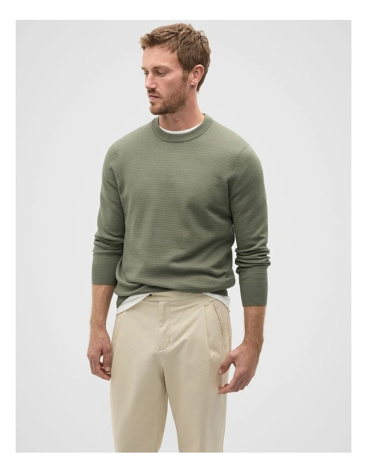 Ribbed Textured Knit Sweater in Vintage Khaki image 1