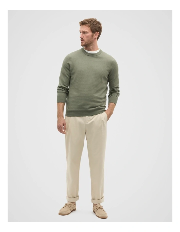 Ribbed Textured Knit Sweater in Vintage Khaki image 3