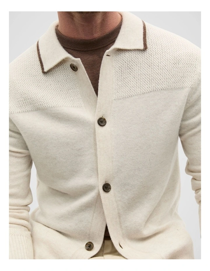 Textured Cardigan in Cream image 4