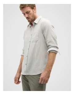 Texture Stripe Shirt in Vintage Khaki
